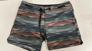 prAna Swim Board Shorts Men's Medium Multicolor Swirl Drawstring Beach Surfing - Picture 1 of 9