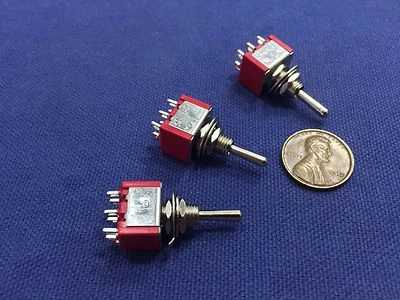 ENDLESSPARTS 3 Pieces Momentary Mini Toggle Switch (ON)-OFF-(ON) 6 pin 12vdc dpdt 1/4 A5