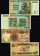1 x 1000 Iraq Dinar Banknotes UNC + 1 x 20 Billion Zimbabwe Dollars AA 2008 Set