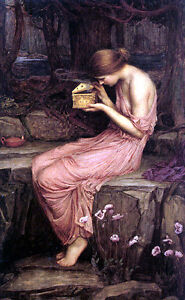 Psyche Opening the...    by John William Waterhouse  Paper Print Repro