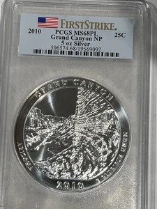 2010 Grand Canyon National Park ATB 5 oz moneta d'argento: PCGS MS68PL colpo di scadenza - Foto 1 di 2