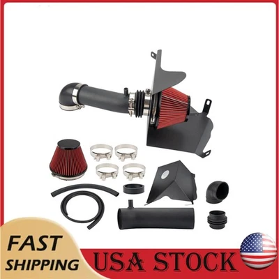 Kit de admisión de aire frío con protector térmico filtro negro de 3" para 94-01 Jeep Cherokee Foto 1 de 4