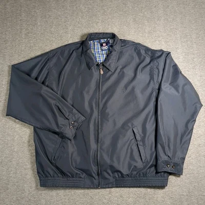 CHAPS Bi-Swing Jacket Mens XXL Full Zip Bomber Plaid Lined Navy Blue - Image 1 of 4