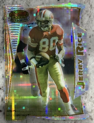 Jerry Rice 1996 Bowman's Best Cuts refractor atómico troquelado #BC10 raro SP Foto 1 de 2