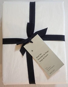 NWT WEST ELM KING WHITE SHEET SET WASHED 100% ORGANIC COTTON w/ 2 PILLOWCASES - Picture 1 of 7