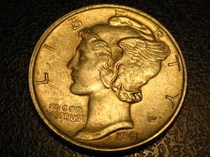 1941-P 90% Silver Mercury Head Dime BU FSB #2 ^^^^^^ - Picture 1 of 4