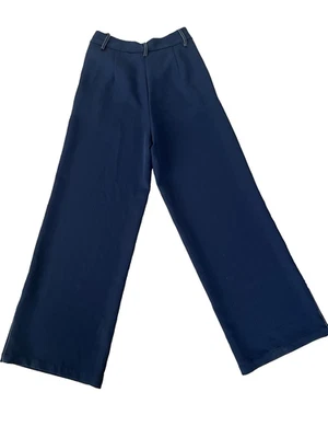 Pantalones contemporáneos Forever 21 para mujer M azul marino poliéster puntada en contraste pierna ancha Foto 1 de 4