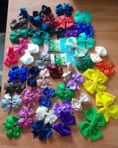Girls Medium Hair Bows And Ribbons Lot Of 46 Muti Colors - Picture 1 of 1