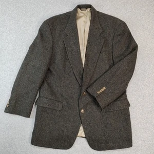 Austin Reed Brown Herringbone Red Plaid 2-Button 41R Vintage Tweed Blazer Jacket - Picture 1 of 20