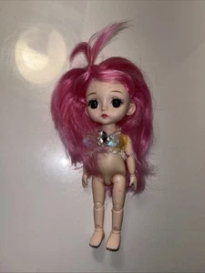 Big Eyes Doll Anime Style Pink Hair Ball-Jointed 6.5” Doll - Picture 1 of 3