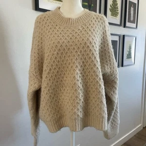 Rylee And Cru Women’s Cream Oversized Fisherman Sweater Size Large Cozy! - Picture 1 of 4