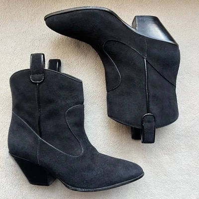 Botas occidentales Giuseppe Zanotti de gamuza negra con ribete de charol EU 36 US 6 Foto 1 de 4