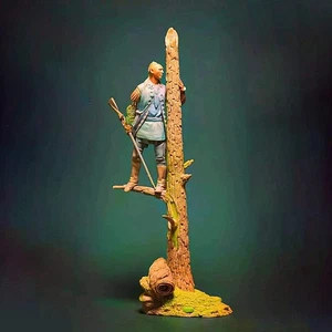1/24 75mm Resin Model Kit Native American Warrior Stand with Tree Unpainted - Picture 1 of 7