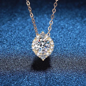 1ct Pendant Necklace Yellow Gold VVS1 D Lab-Created Engagement Diamond Test Pass - Picture 1 of 6