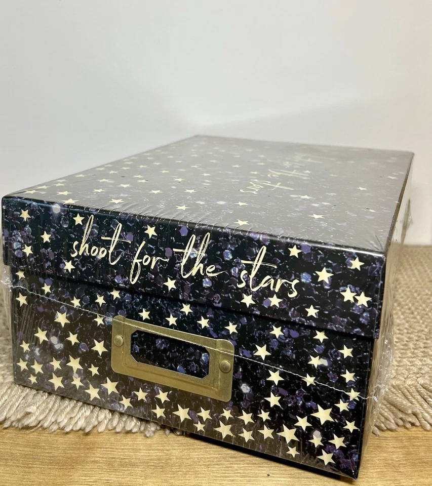 NOS Celestial Sun Moon Stars Picture Catalog File Decorative Storage Box - Image 1 of 4