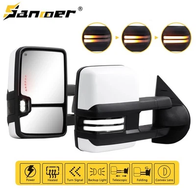 White Towing Mirrors For 2007-2013 Chevy Silverado GMC Sierra 1500 2500HD 3500HD - Image 1 of 4