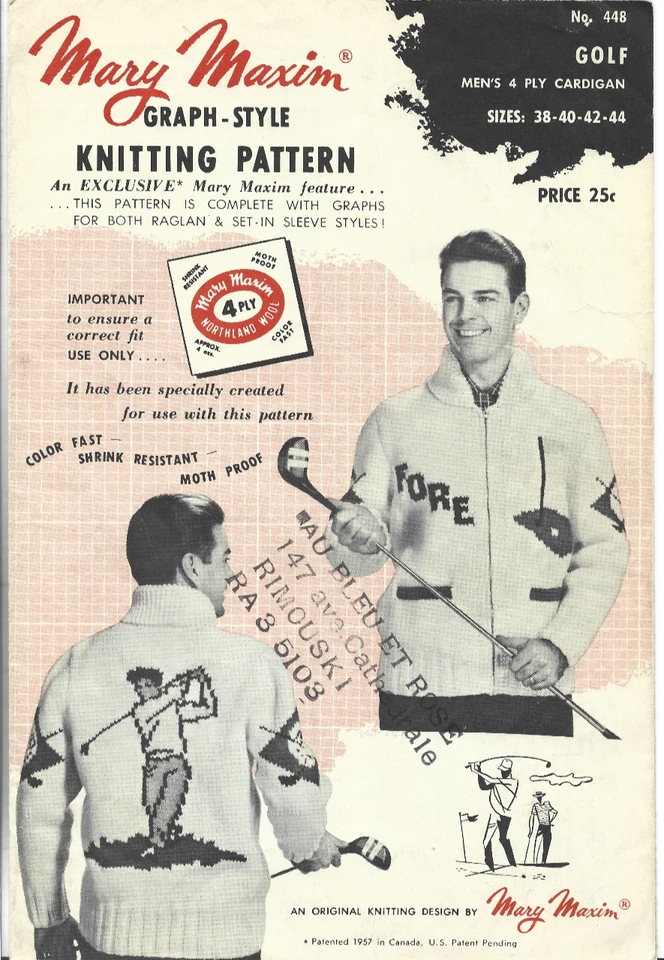 1957 MARY MAXIM ГРАФИЧЕСКИЙ СТИЛЬ УЗОР ГОЛЬФ МУЖСКОЙ 4 СЛОЯ КАРДИГАН - Изображение 1 из 1