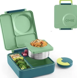 OMIEBox Thermo Bento Brotdose mit Auslaufsicherer Thermoskanne Essensdose Blau Grün - Bild 1 von 11