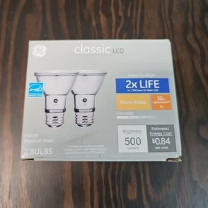 GE Classic 50-W LED Par20 Daylight Flood Light Bulb 50w Dimmable New 2 pack - Picture 1 of 7
