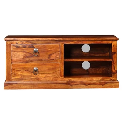 TV Stand Natural wood Solid Acacia wood Medium TV Stand vidaXL - Image 1 of 4