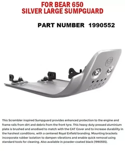 SILVER LARGE SUMPGUARD FIT FOR ROYAL ENFIELD BEAR 650 @24 - Picture 1 of 5