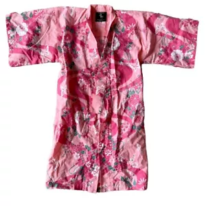 Midori International Yukata Robe S Kids Pink Cherry Blossom Cotton Made In Japan - Picture 1 of 7