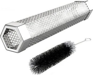 Pellet Smoker Tube, 12'' Smoker Tube with Brush, Premium Stainless Steel BBQ Woo - Picture 1 of 12
