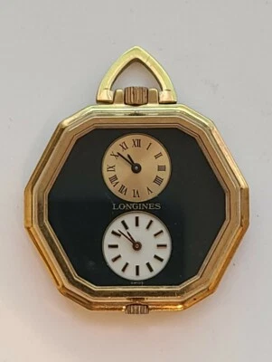 Reloj Bolsillo Vintage LONGINES Suizo 17j 15L-1055 Doble Tiempo Chapado en Oro Cuerda Funcionando  Foto 1 de 4