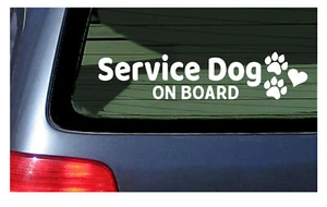 Service Dog on Board Sticker Vinyl Decal Car Truck Window Animal Rescue Love - Picture 1 of 3
