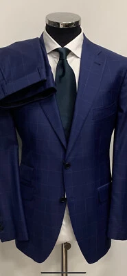 Traje de lana Cerruti gris con ventana azul super 150 con solapa/billete de muesca Foto 1 de 4