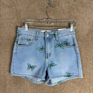 Flying Angel Jean Shorts Women's 7/28 Blue Butterfly Denim High Rise Soft NEW - Picture 1 of 11