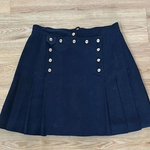 Lauren Ralph Lauren Vintage Pleated Sailor Skirt 14 Gold Button Corset Back Wool - Picture 1 of 8