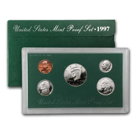 1997 S US Mint 5 Coin Proof Set Original Box Cover