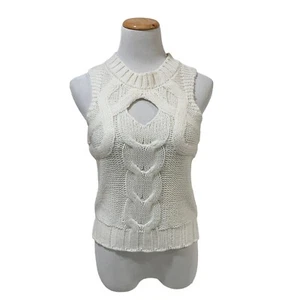 Versona Womens Small Cableknit Tank Top Racerback Sleeveless Cream Sweater - Picture 1 of 8
