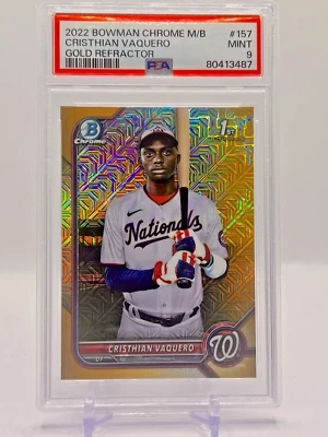 2022 Bowman Chrome Cristhian Vaquero Gold Mega Box Mojo Nationals PSA 9 #'ed/50 - Image 1 of 2