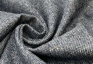 100% Pure Wool Tweed Fabric, Plain Blue Donegal, Jacketing, Upholstery, 500g