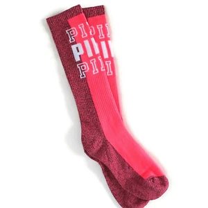 Victoria' Secret PINK Below The Knee High Socks Neon Pink NWOT One Size - Picture 1 of 6