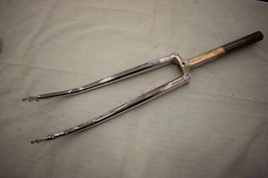 Vintage 1'' inch Chrome road rigid fork 700C threaded for long brake vintage NOS - Picture 1 of 12
