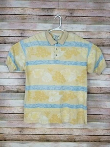 Mens Bamboo Cay Yellow/Blue with Florist Relax Fit Polo Shirt Size L 100% Cotton - Picture 1 of 6