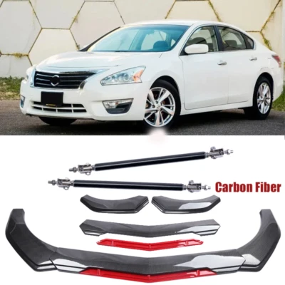 Front Bumper Lip Spoiler Splitter Carbon Fiber For 2013-2015 Nissan Altima Foto 1 de 4