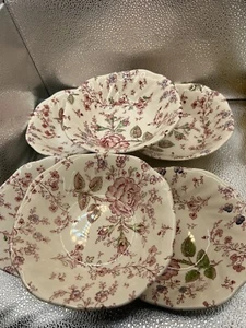 Johnson Brothers Rose Chintz Square Cereal Bowl Set Of 6 - Picture 1 of 10