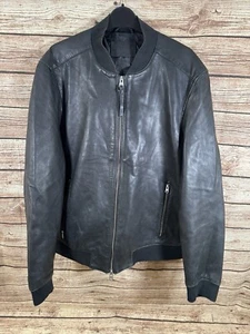 ALL SAINTS Leather Jacket XL Mens Black Biker KINO Bomber Celebrity Moto XL - Picture 1 of 4