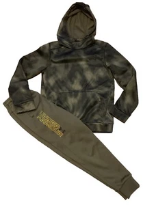 Under Armour Boys UA Printed Fleece Camo Hoodie & Jogger Set Youth Medium Green - Picture 1 of 9