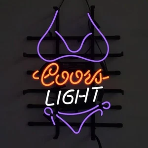 Bikini Light Beer Neon Sign 19"x15" Beer Bar Pub Store Wall Decor Real Glass - Picture 1 of 1