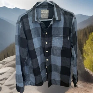 Hollister Mens Long Sleeve Blue And Black Plaid Flannel Shirt - Large - Picture 1 of 6
