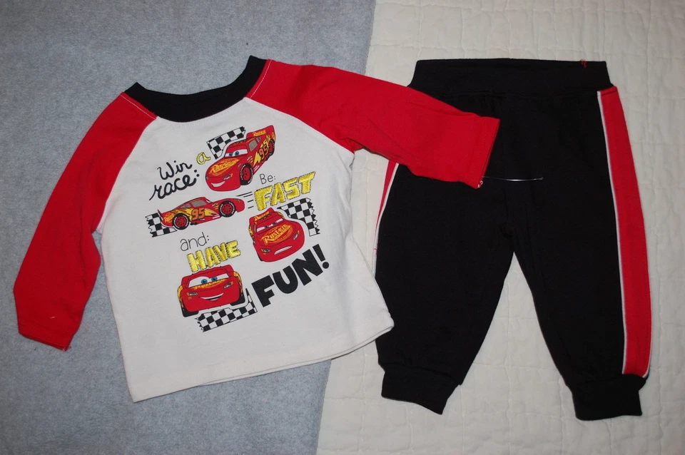 Baby Boys Outfit DISNEY CARS Lightning McQueen L/S T-SHIRT Knit Pants 3-6 MO - Image 1 of 2
