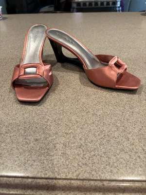 Worthington Pearlized Coral Open Hole Wedge Sandal W/Rectangular Accent/Sz 7.5 - Image 1 of 4