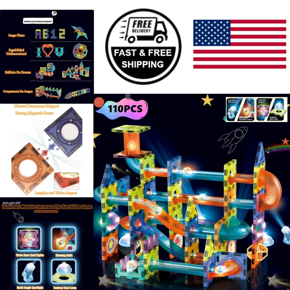 Binzkbb Light Magnetic Tiles Building Blocks for Kids 3d Clear Educational Toys
