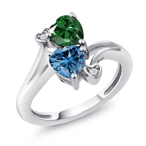 925 Sterling Silver Nano Emerald Persian Blue Moissanite Ring For Women (1.53 - Picture 1 of 6