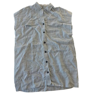 Madewell Utility 短袖迷你衬衫裙 100% 亚麻 L 码全新带标签  — 第 1/4 张图片